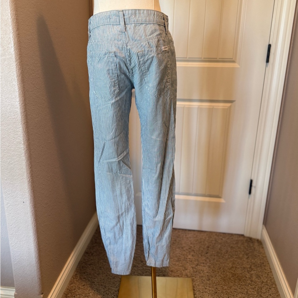 Joe's Jeans Weekender Slim Fit Blue and White Striped Pants - Picture 3 of 6